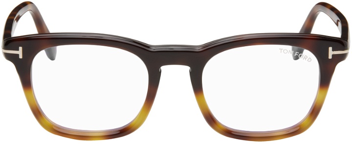 Photo: TOM FORD Tortoiseshell Blue-Block Square Glasses