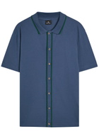PS Paul Smith Striped-trim Piqué Stretch-cotton Shirt Blue