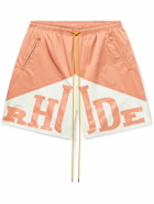 Rhude - Straight-Leg Logo-Print Shell Drawstring Shorts - Orange
