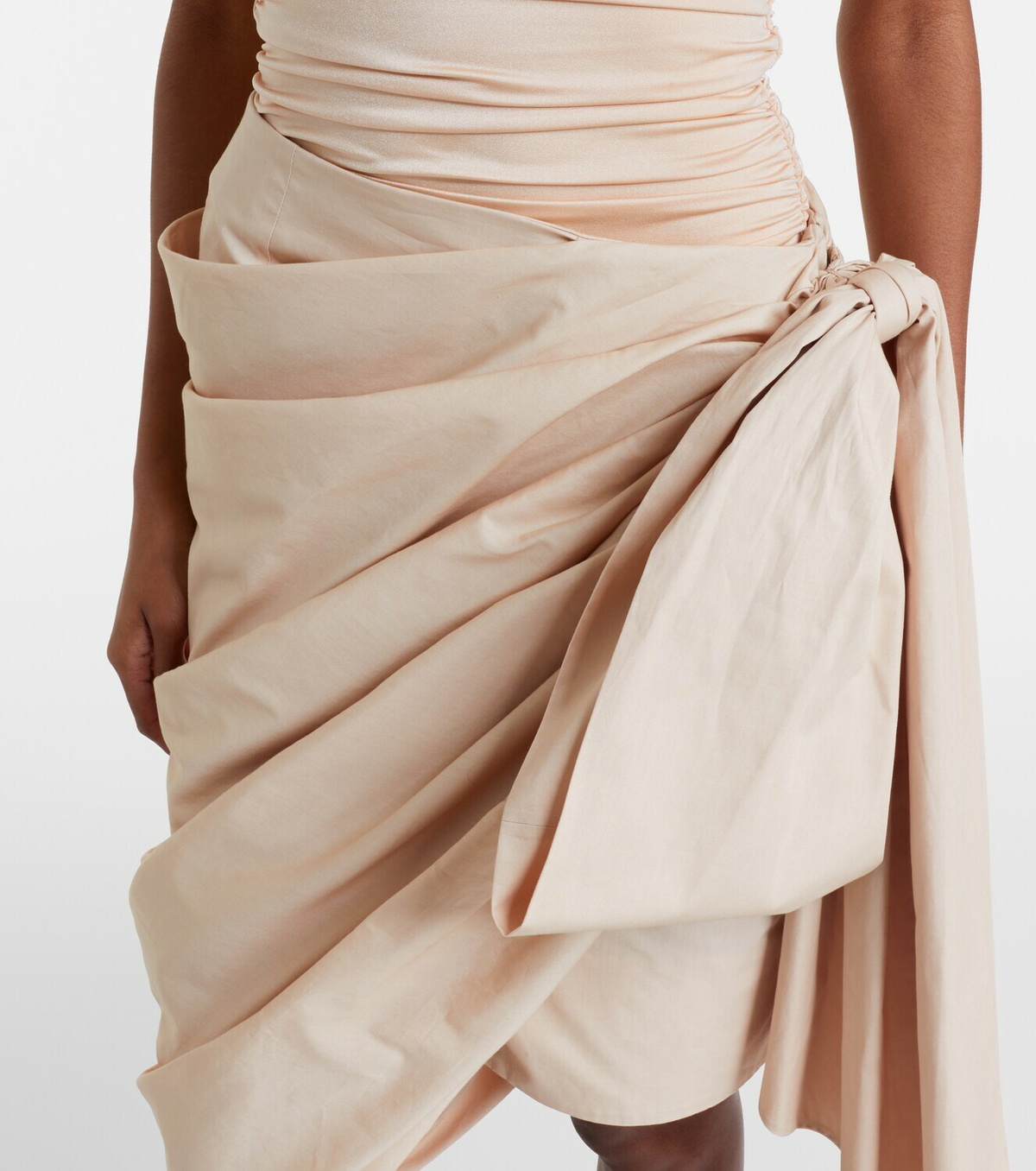 Chloé Bow-detail cotton poplin midi skirt
