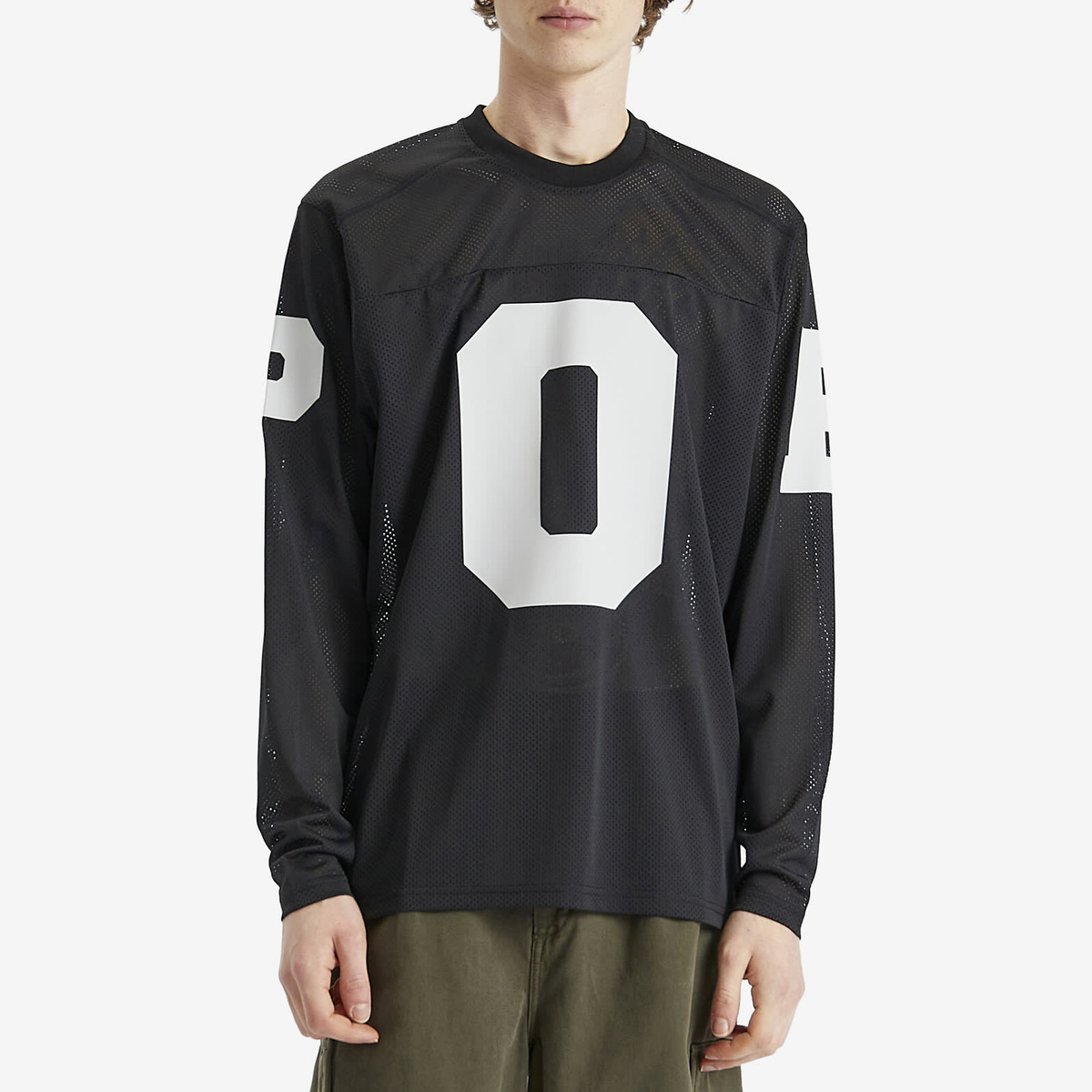 Pop Trading Company Men's Mesh Football Longsleeve Top in Black