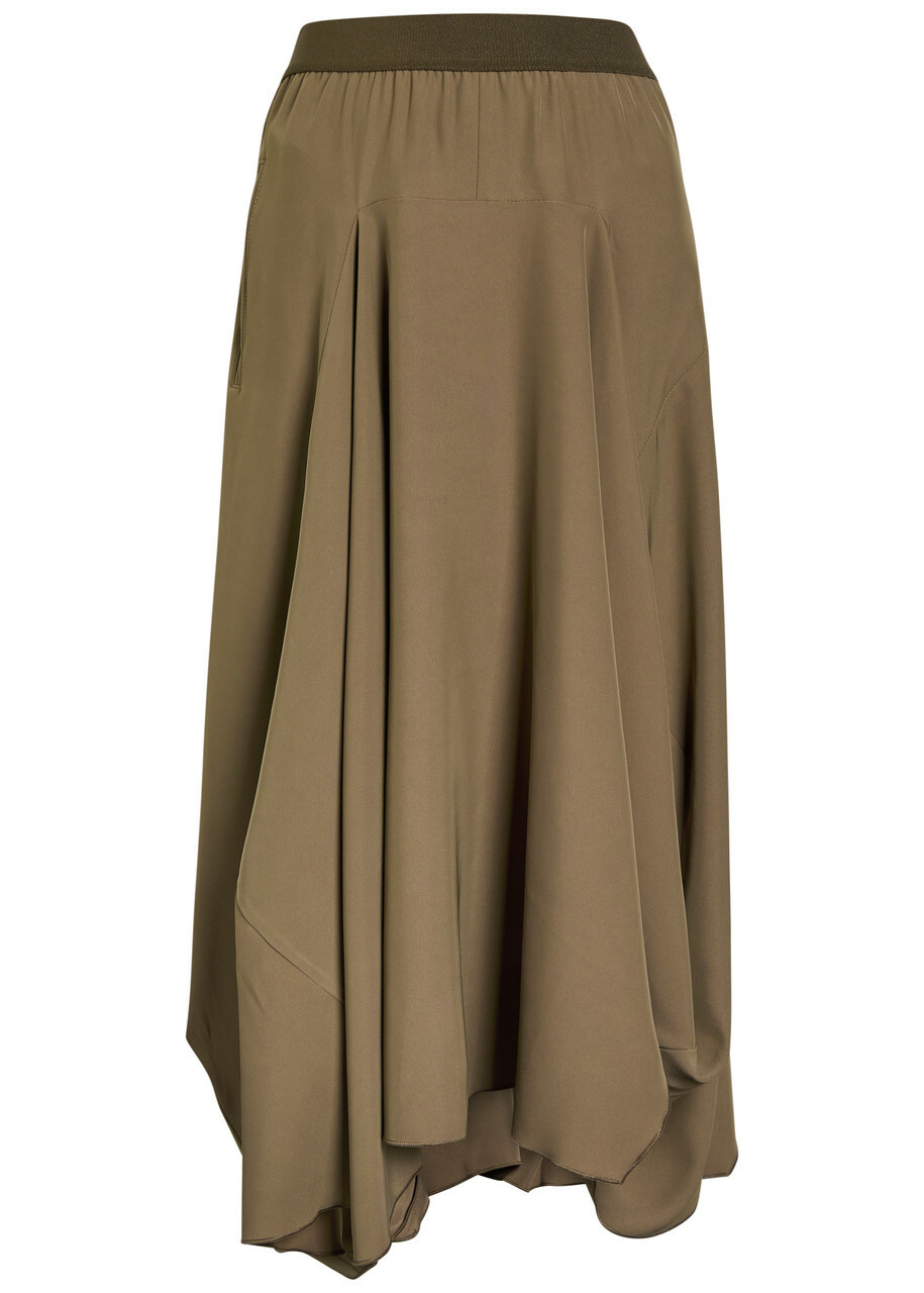 High Aubrey Draped Stretch-jersey Midi Skirt Dark Green