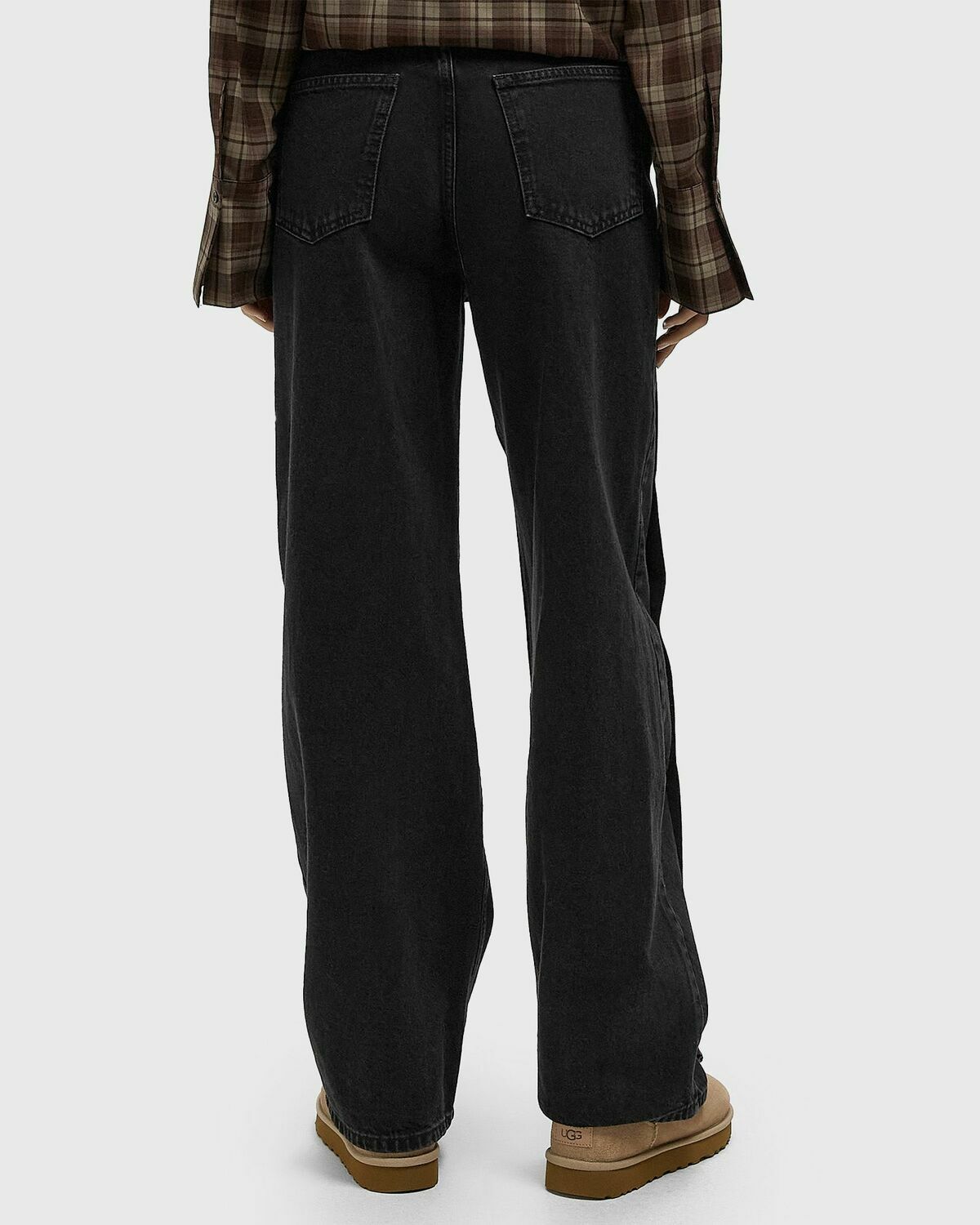 ROTATE Birger Christensen BUTTON DETAIL WIDE JEANS Black Women