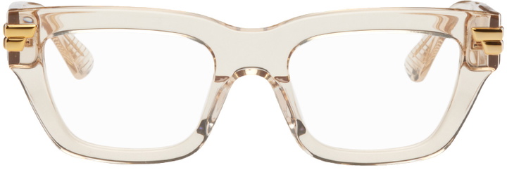 Photo: Bottega Veneta Beige Rectangular Glasses