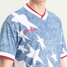 Adidas Men's Denim Graphic Jersey Top in White/Dark Blue