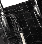 SAINT LAURENT - Croc-Effect Leather Tote Bag - Black