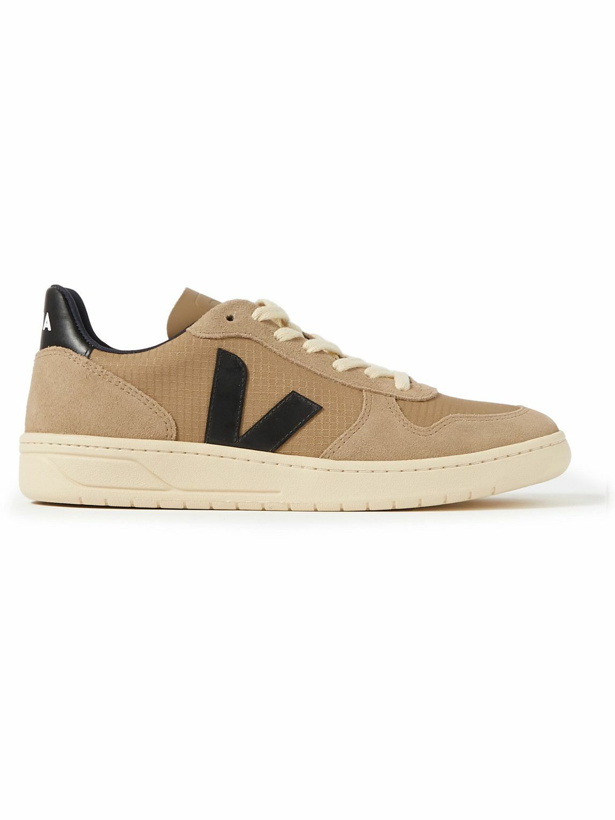 Photo: Veja - V-10 Suede, Leather and Rubber-Trimmed Ripstop Sneakers - Brown