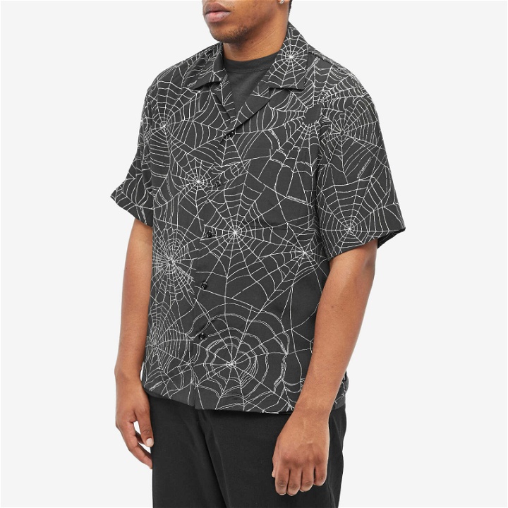 Photo: Neighborhood Men's Spiderweb Hawaiian Shirt in Black