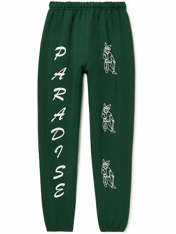 Photo: PARADISE - Bunny Pimp Straight-Leg Printed Cotton-Blend Jersey Sweatpants - Green