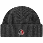 Moncler Men's Genius Logo Patch Roll Beanie in Grey
