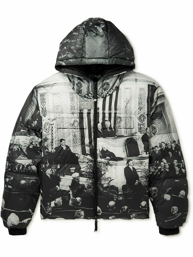 Photo: MSFTSrep - Quilted Padded Printed Shell Hooded Jacket - Black