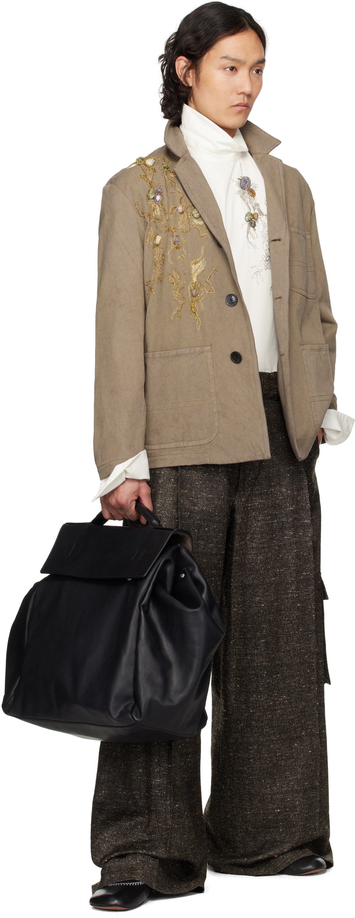 Dries Van Noten Black Leather Backpack Dries Van Noten