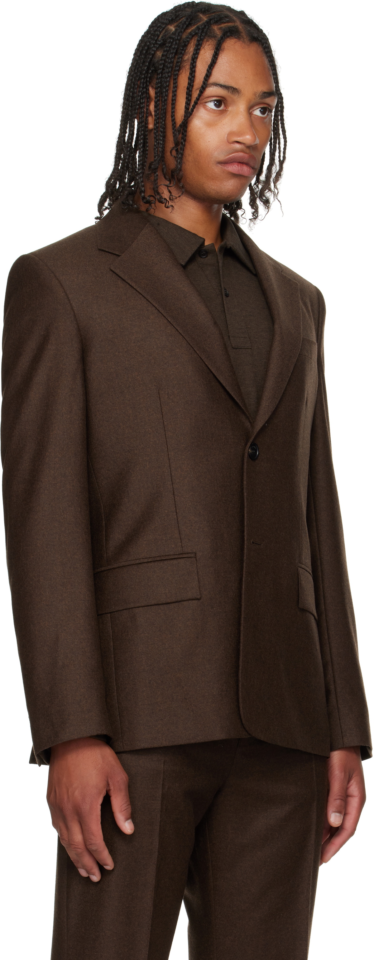 Ferragamo Brown Single Breasted Flannel Blazer