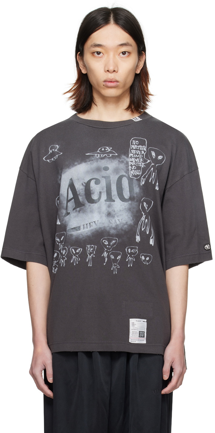 Miharayasuhiro Gray 'Acid' T-Shirt Maison MIHARA YASUHIRO