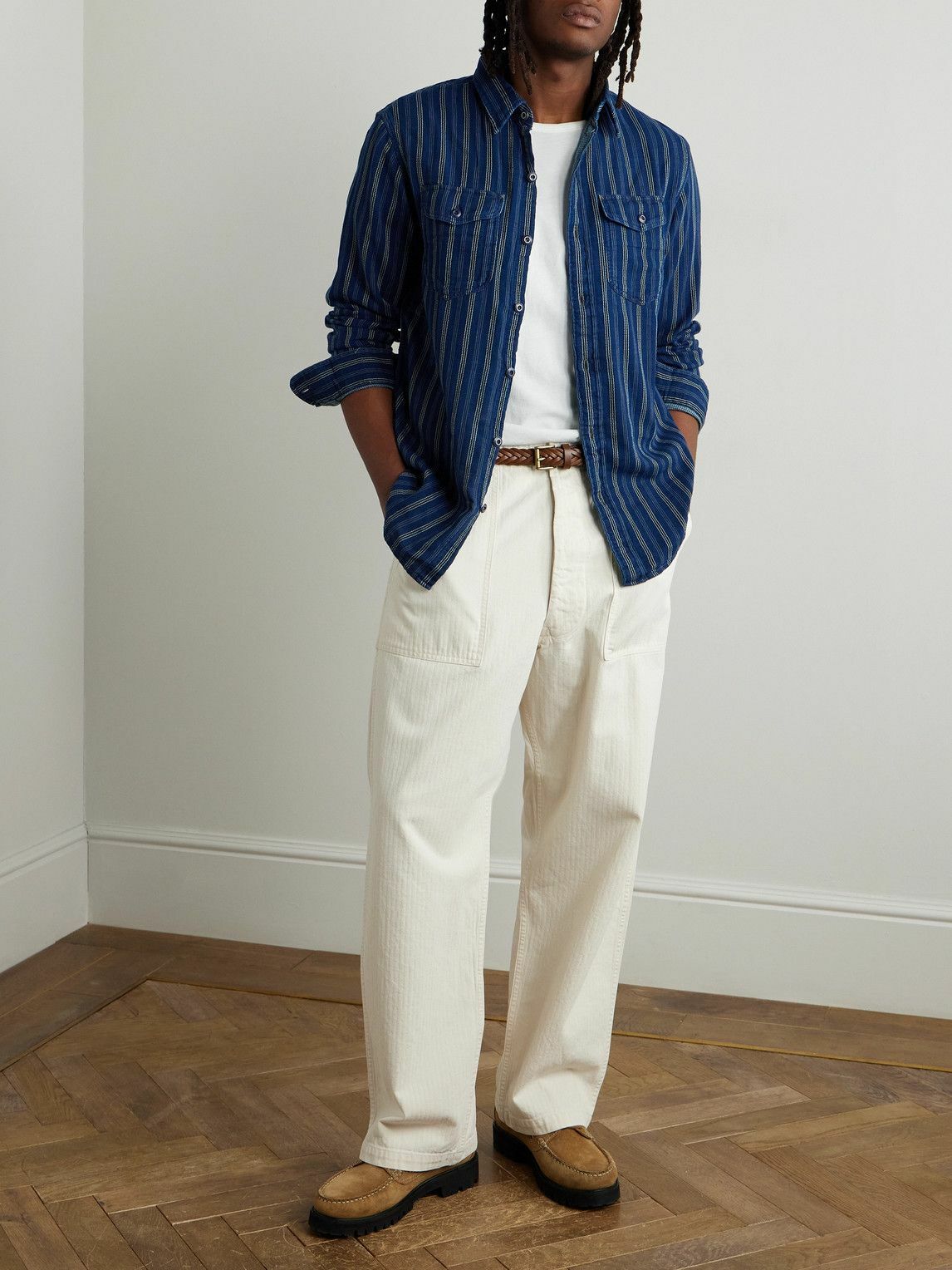 OrSlow - Straight-Leg Herringbone Cotton Trousers - Neutrals