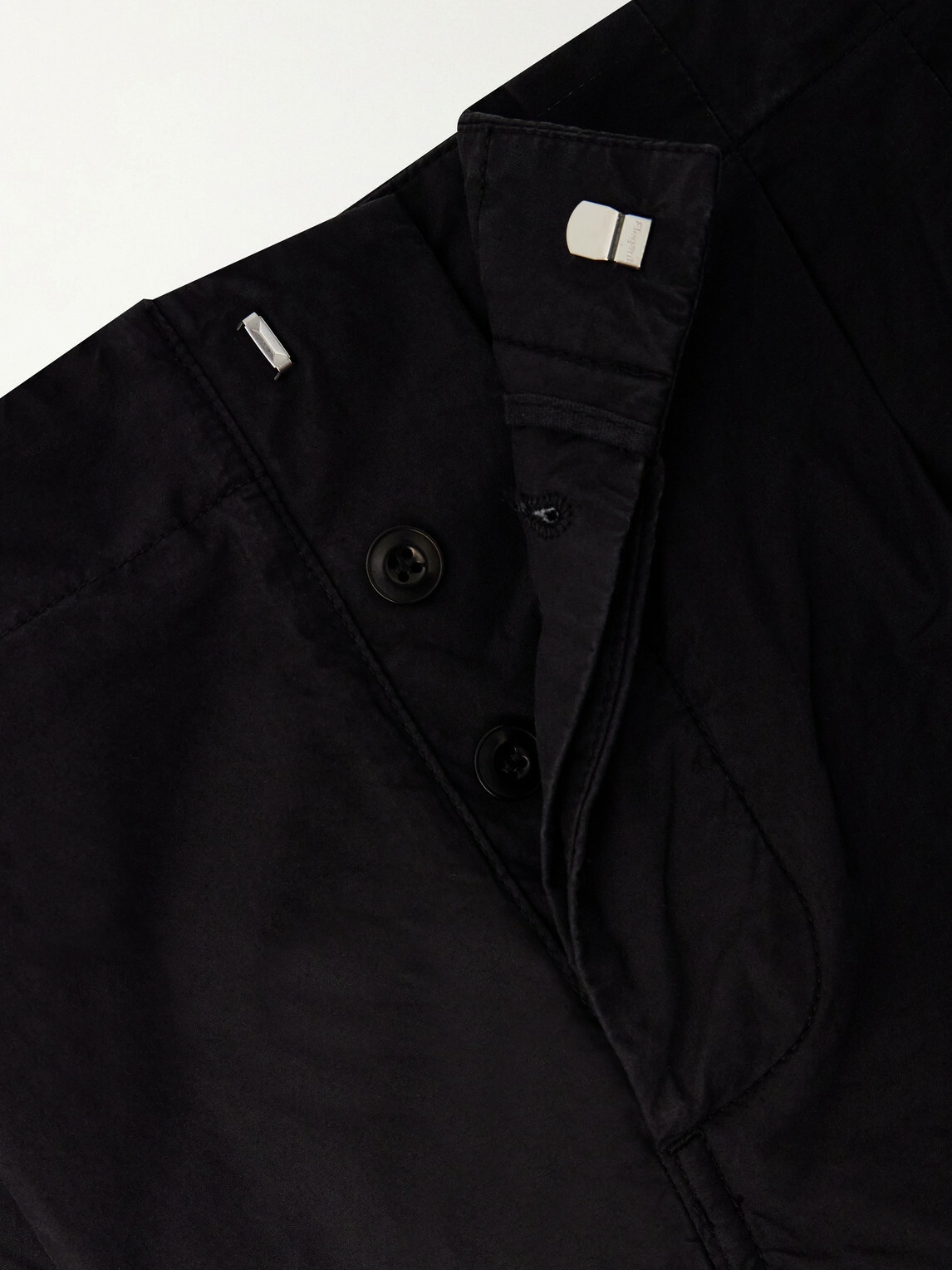 3sixteen - Safari Straight-Leg Pleated Cotton-Poplin Shorts - Black