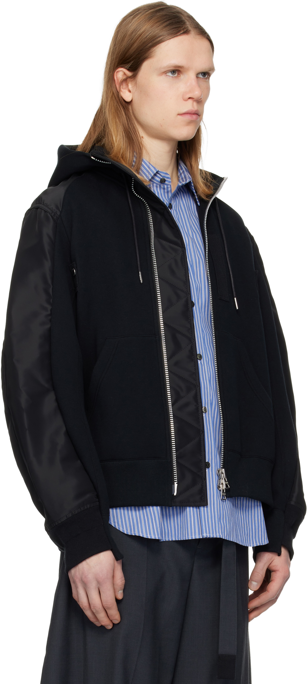 トップス Sacai 23aw Sponge Sweat Hoodie sacai Black Sponge Sweat Hoodie Sacai