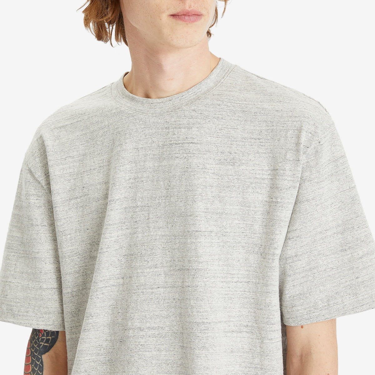 Róhe Men's Japanese Mouliné T-Shirt in Light Grey Melange