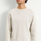 BEAMS Men's Waffle Crew Neck Sweatshirt in Oatmeal