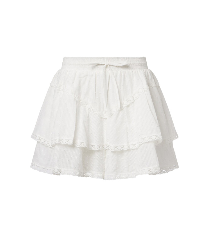 Photo: Poupette St Barth Thia embroidered tiered cotton shorts