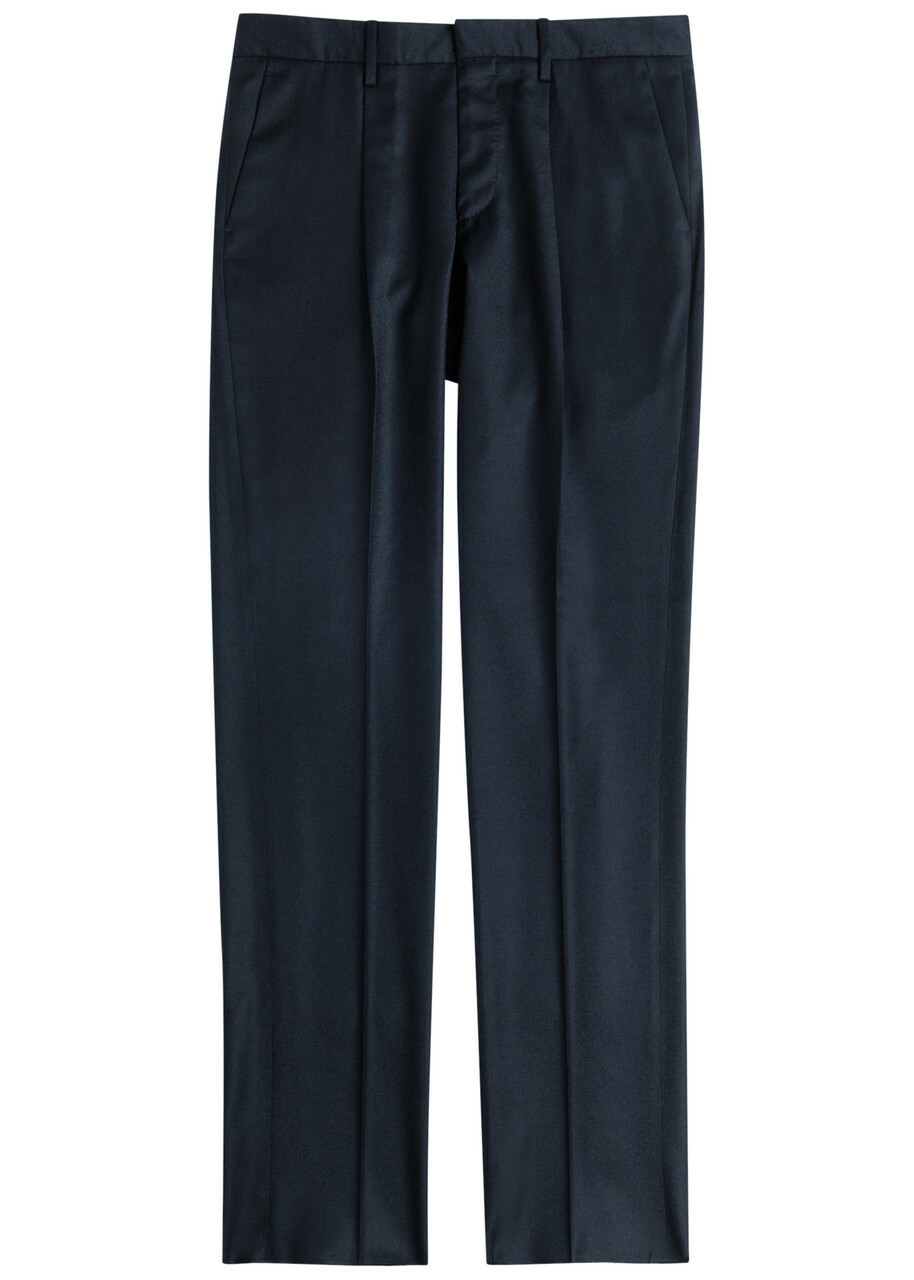 Lardini Wool and Cashmere-blend Trousers Navy