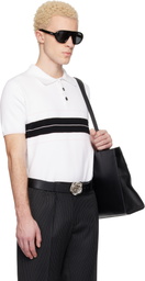 Ernest W. Baker White & Black Striped Polo