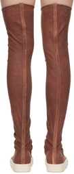 Rick Owens DRKSHDW Red Porterville High Sock Sneaks Tall Boots