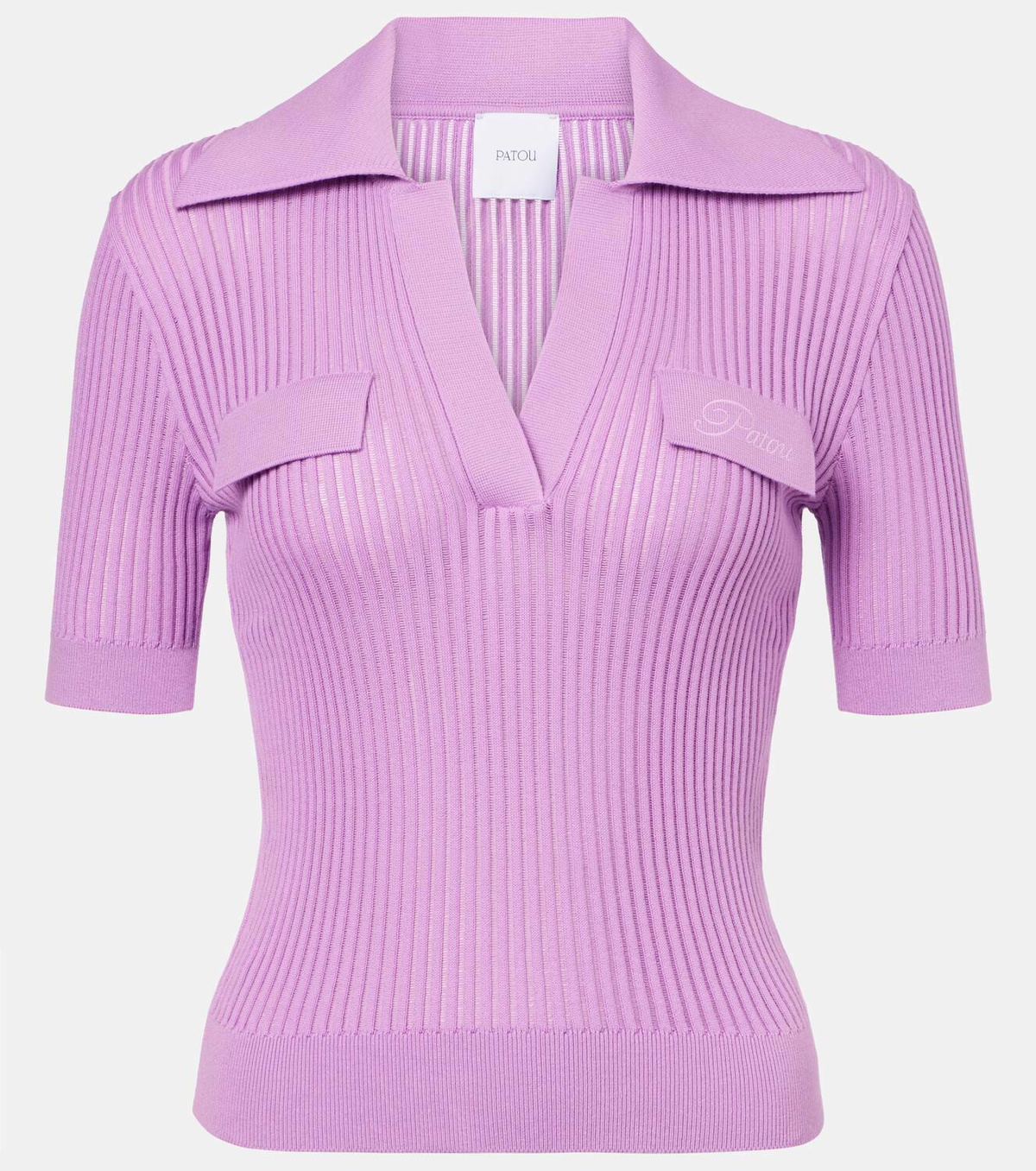 Patou Ribbed-knit cotton polo shirt
