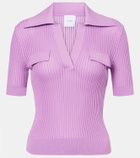 Patou Ribbed-knit cotton polo shirt