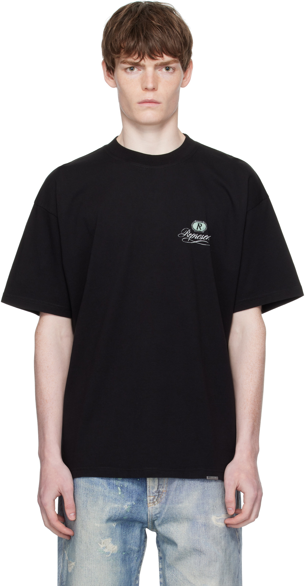 Alexander Wang ブラック Tシャツ L alexander wang - DISTRESSED LOGO SHORT SLEEVE TEE / コットン