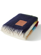 Loewe - Logo-Appliquéd Fringed Striped Mohair-Blend Throw