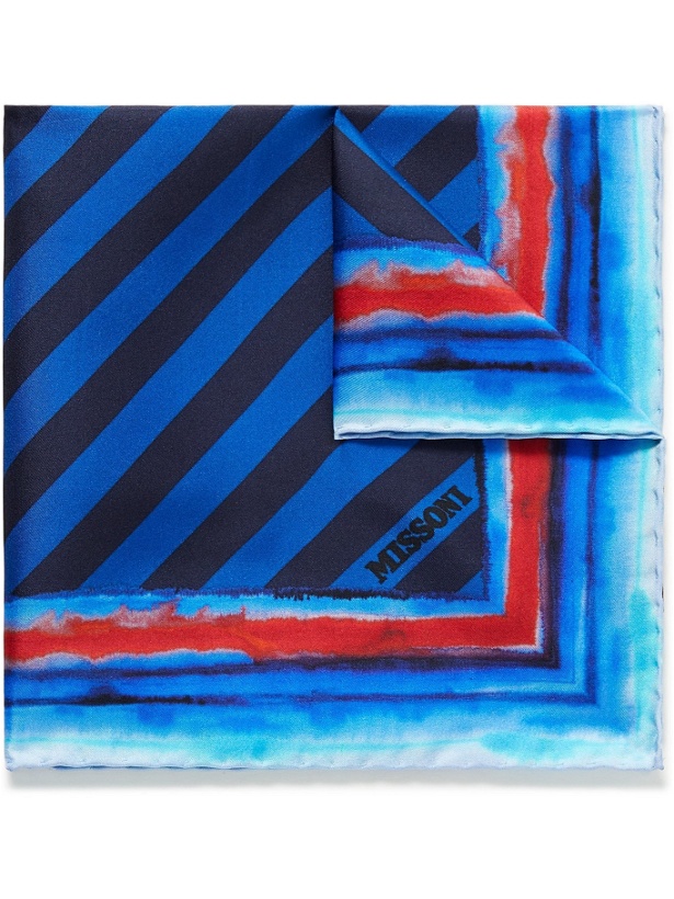 Photo: MISSONI - Printed Silk-Twill Pocket Square - Blue