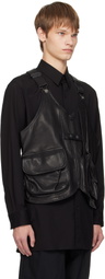 YOHJI YAMAMOTO Black Deep-Fry Tech Leather Vest