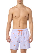 MC2 Saint Barth Man Lightweight Fabric Swim-shorts Lighting With Seastars Embroidery