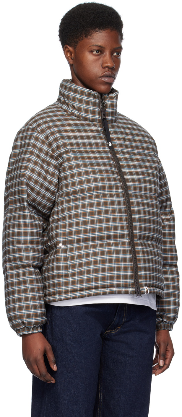BAPE Brown Check Down Jacket A Bathing Ape