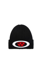 Diesel Rib-knit beanie with logo patch - Knit caps - Unisex - Black