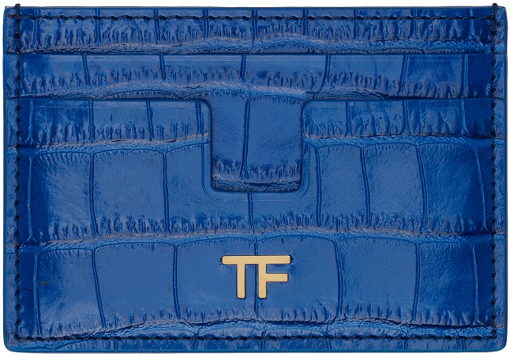 Photo: TOM FORD Blue Croc-Embossed Card Holder