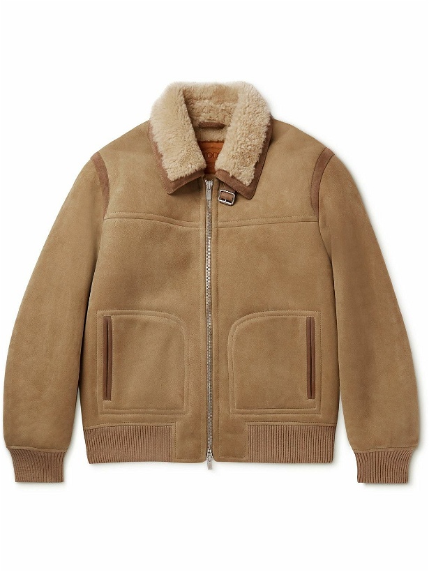 Photo: Tod's - Shearling-Lined Suede Bomber Jacket - Brown