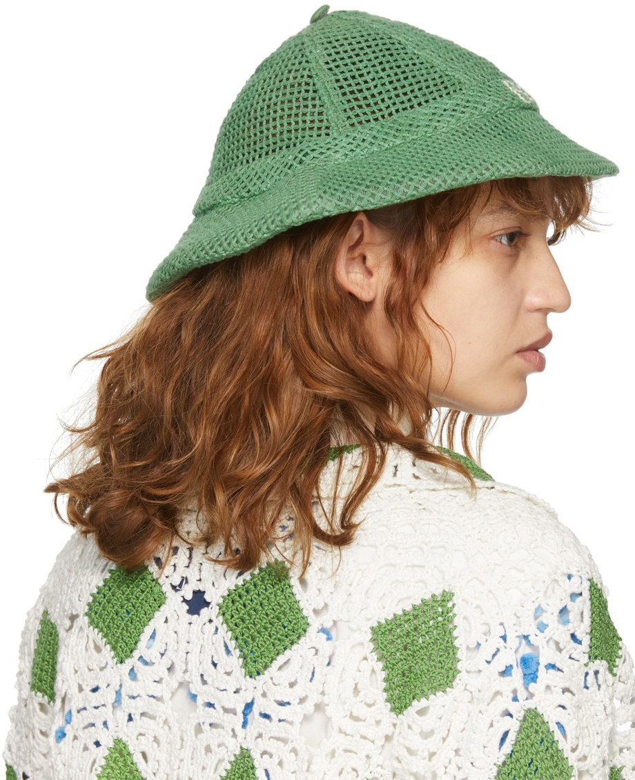 Bode SSENSE Exclusive Green Mesh Bucket Hat Bode