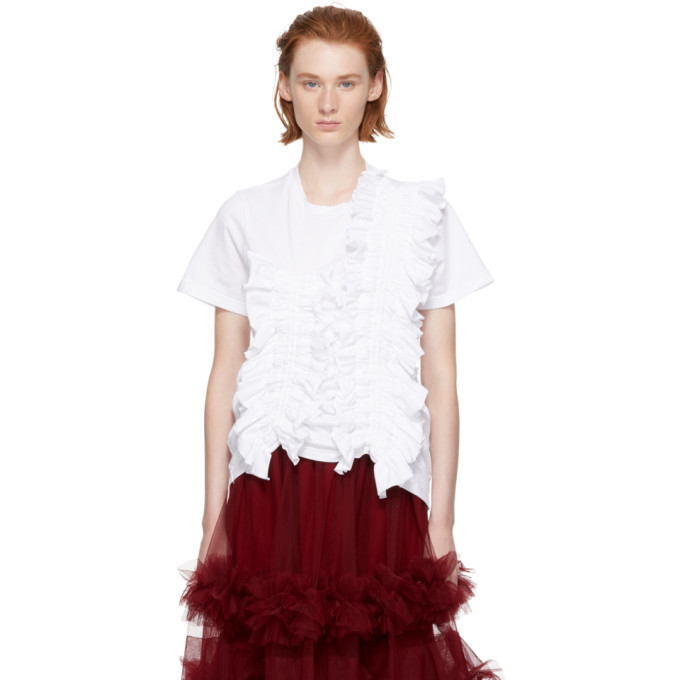 Chika Kisada White Shirred Panel T-Shirt