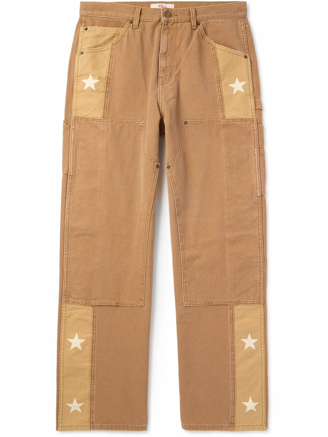 Cherry Los Angeles - Straight-Leg Panelled Printed Cotton-Canvas Trousers - Brown