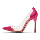 Gianvito Rossi Pink Satin Plexi Heels