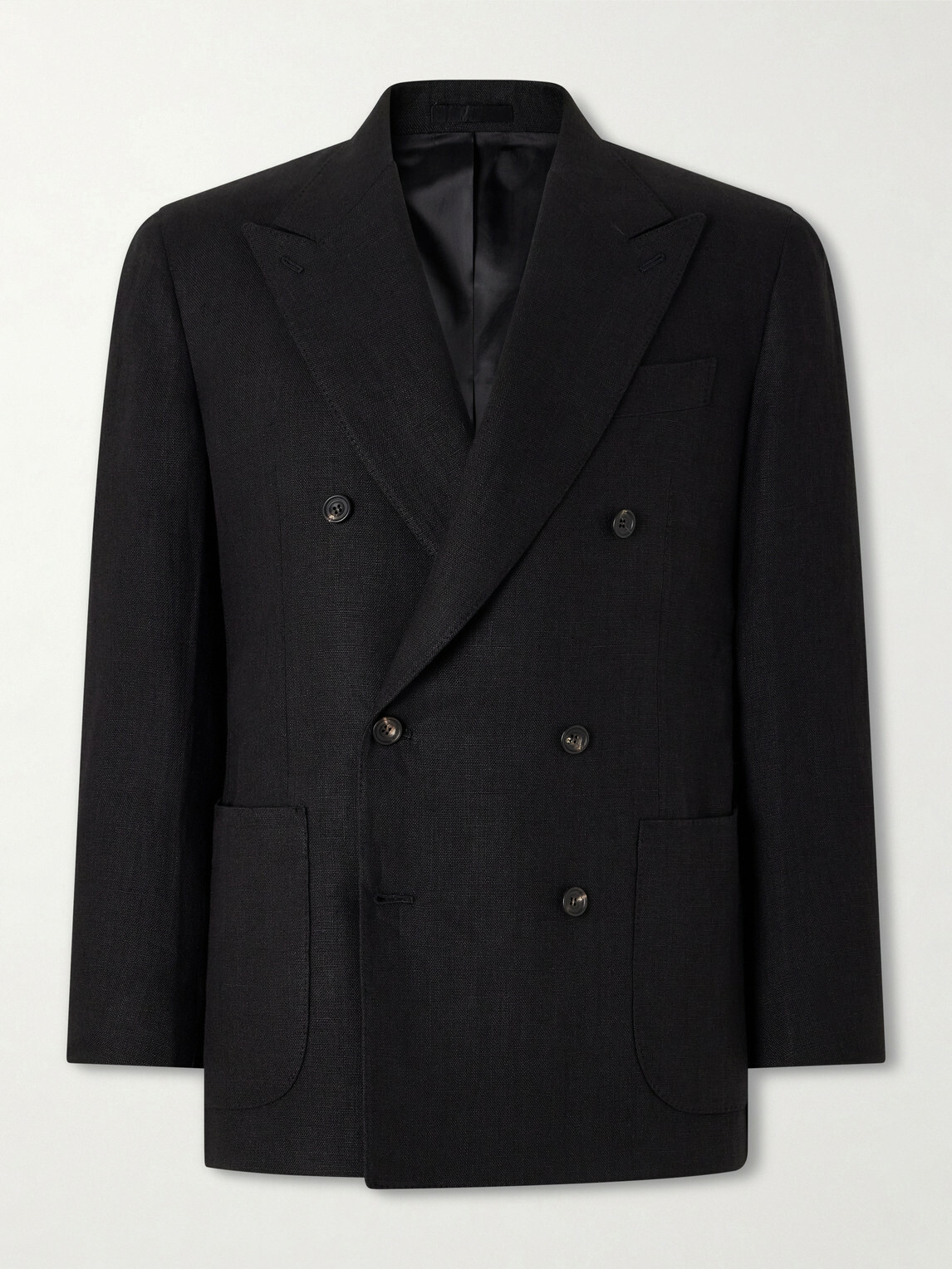 J. Mueser - Waverly Double-Breasted Linen Blazer - Black
