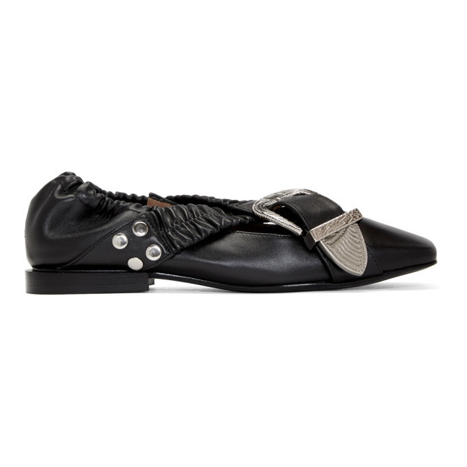 Toga Pulla Black Buckle Ballerina Flats Toga Pulla