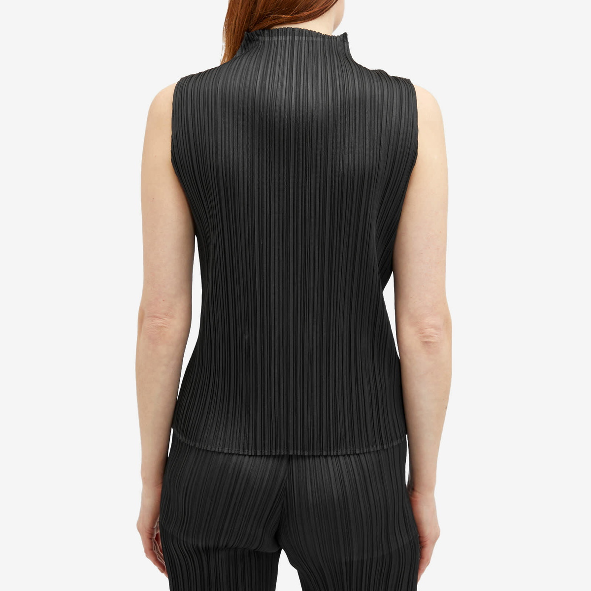 Pleats Please Issey Miyake Women's Basics Roll Neck Vest in Black