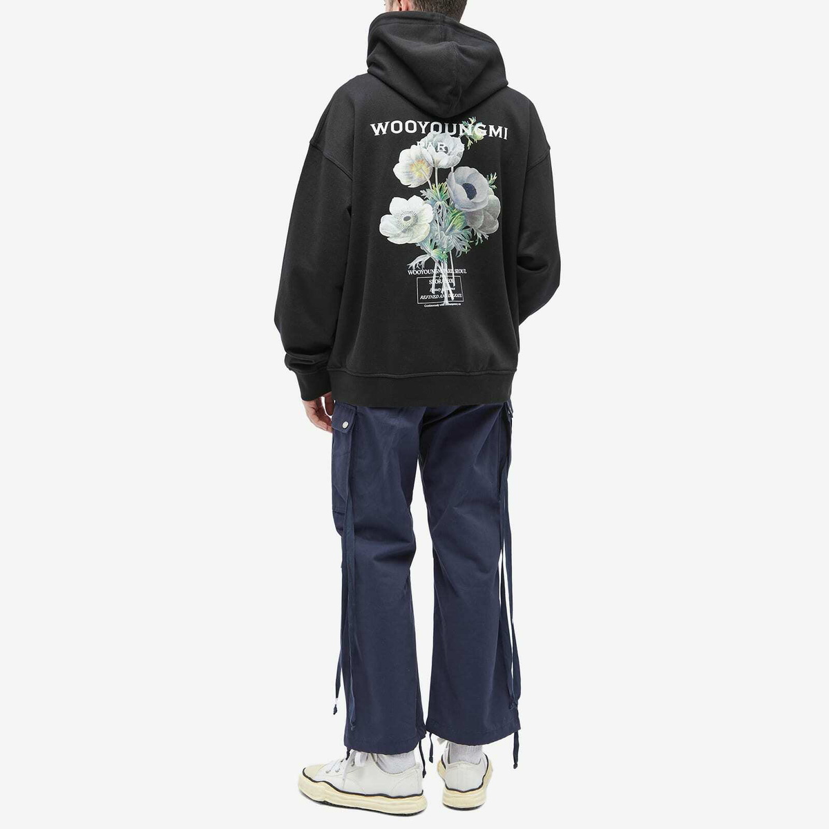 Wooyoungmi Men's Back Flower Logo Hoodie in Black Wooyoungmi
