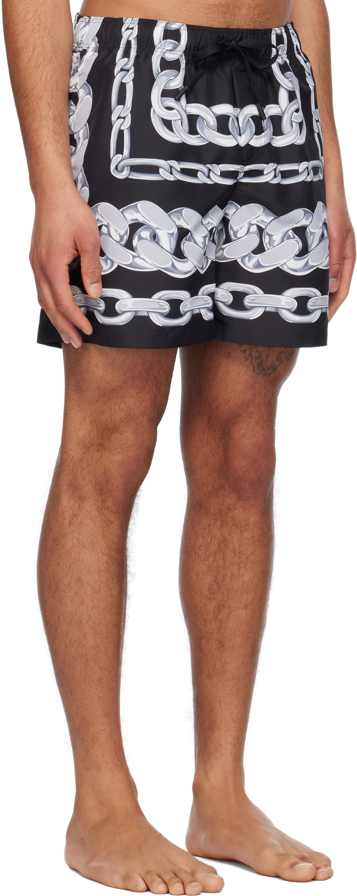 Versace Underwear Black & Gray Medusa Chains Swim Shorts