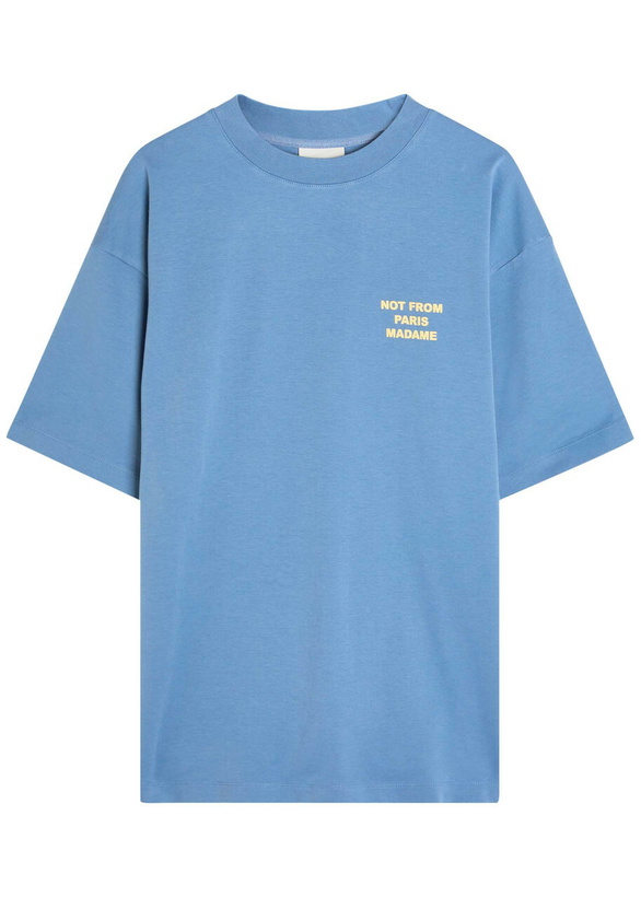Photo: DRÔLE DE Monsieur Le T-shirt Slogan Logo-print Cotton T-shirt Blue