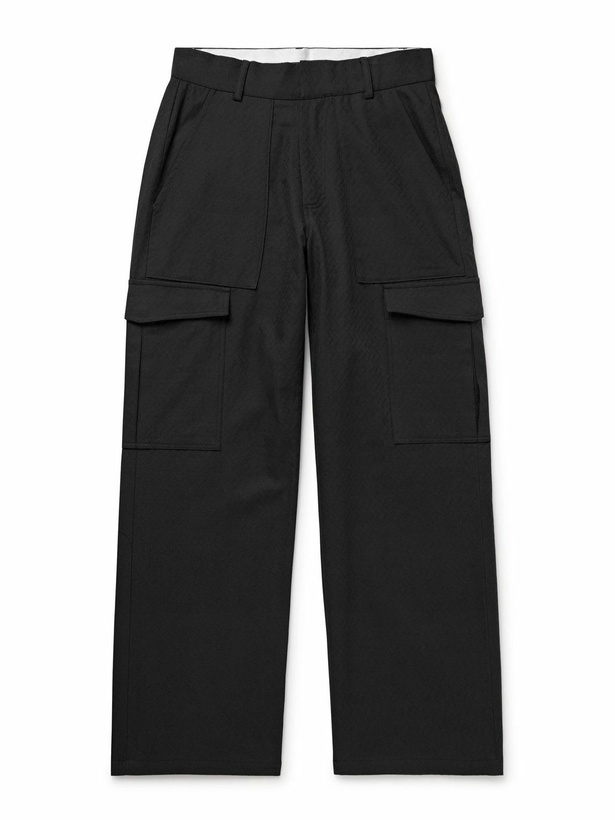 Photo: MANAAKI - Raranga Straight-Leg Cotton-Twill Cargo Trousers - Black