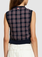 THOM BROWNE - Checked Cashmere Knit Cropped Vest